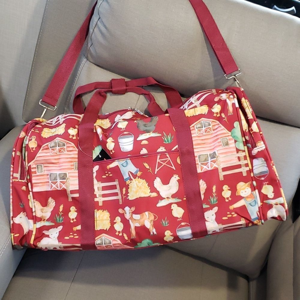 Cute Canvas Farm Animal Duffle Bag -  20" x 9" and 12" High